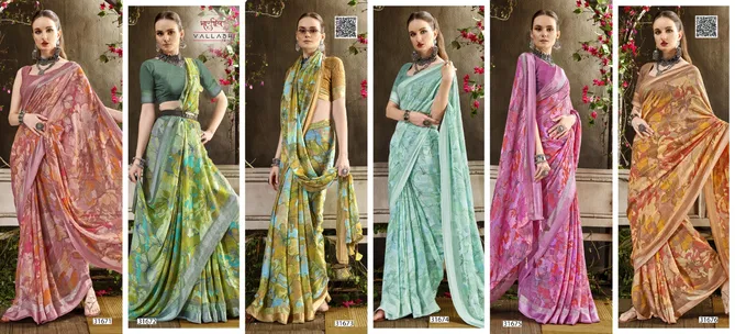 Brinda Vol 11 By Vallabhi Chiffon Printed Sarees Suppliers In India